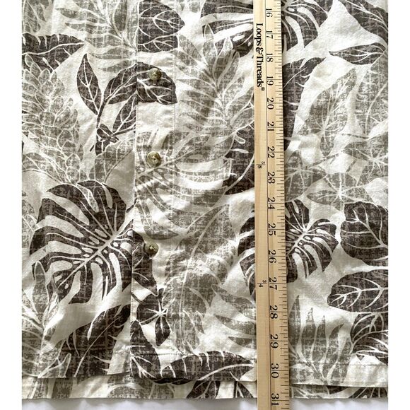 Columbia Beige Cotton Blend Hawaiian Leaf Short Sleeve Button Down Shirt XL - Picture 7 of 9